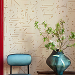 Обои с вышивкой ручной работы Glyph Original colourway on wool sateen варинант исполнения - 2 | Loft Concept в Казани