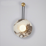 Бра круглое с каменным основанием и плафоном из стекла в форме шара Shaw Marble Lighting варинант исполнения - 1 | Loft Concept в Казани