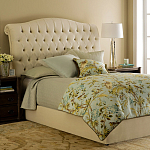 Кровать двуспальная бежевая с основанием из массива дуба с мягким изголовьем Flax Beds варинант исполнения - 1 | Loft Concept в Казани