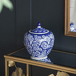 Ваза округлой формы с синей росписью и цветочным узором Blue & White Ornament варинант исполнения - 5 | Loft Concept в Казани