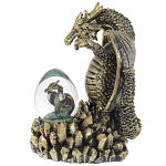 Декоративная статуэтка Дракон и стеклянное яйцо Dragon and Glass Egg Gold Black варинант исполнения - 4 | Loft Concept в Казани