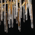 Люстра линейная золотого цвета с декоративными ветвями и длинными стеклянными подвесками в форме сосулек Droplet Chandelier варинант исполнения - 5 | Loft Concept в Казани