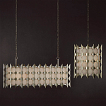 Люстра овальной формы с фактурным серебряным каркасом и тканевым абажуром Silver Honeycomb варинант исполнения - 5 | Loft Concept в Казани