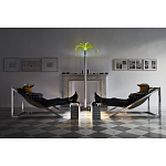 Дизайнерское кресло на металлическом каркасе с подставкой для ног Poltronova Mies Armchair варинант исполнения - 12 | Loft Concept в Казани