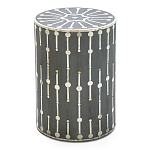 Приставной круглый столик с инкрустацией Mandika Bone Inlay Gray варинант исполнения - 2 | Loft Concept в Казани