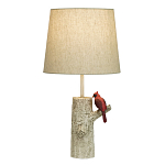 Настольная лампа с тканевым абажуром и основанием в виде птицы на дереве Simurq варинант исполнения - 1 | Loft Concept в Казани