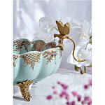 Чаша из голубого фарфора на бронзовых ножках с рисунком цветов и фигурками стрекоз Blue Garden варинант исполнения - 6 | Loft Concept в Казани