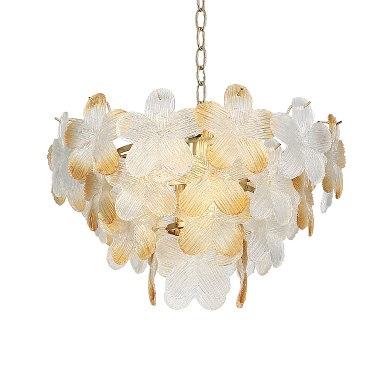 Люстра конусообразная с цветочными мотивами Light Floral Glow Прозрачный Янтарный Золотой в Казани | Loft Concept 