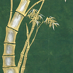 Обои ручная роспись Bamboo Golden on Edo Green India tea paper варинант исполнения - 2 | Loft Concept в Казани