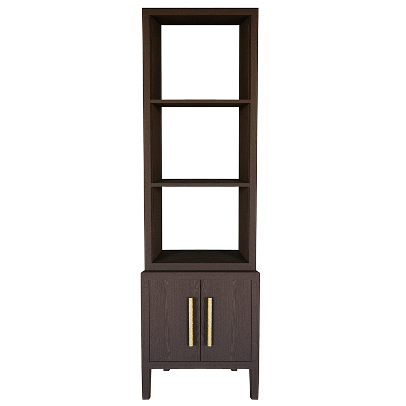 Этажерка Primo с тумбой шпон темный орех Темный дуб Золотой в Казани | Loft Concept 