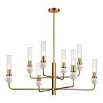 Люстра с 8-ю плафонами в форме стеклянных трубок и мраморных декоративных элементов Montreal варинант исполнения - 7 | Loft Concept в Казани