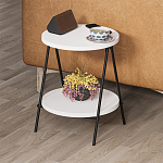 Стол приставной с 2-мя круглыми белыми столешницами ESSEL SIDE TABLE WHITE варинант исполнения - 8 | Loft Concept в Казани