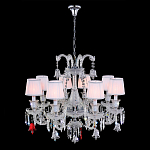 Люстра с 8-ю белыми текстильными абажурами и хрустальными подвесками Lustre Reverie варинант исполнения - 2 | Loft Concept в Казани