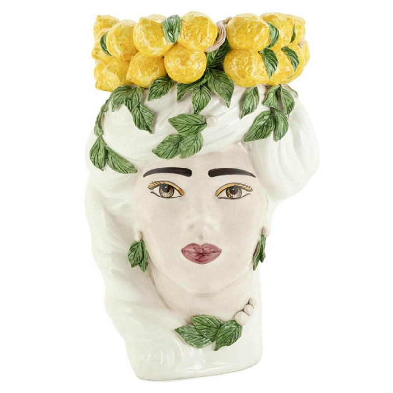 Ваза VASE LEMON HEAD LADY BIG Желтый Белый в Казани | Loft Concept 