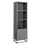 Стеллаж книжный цвета графит с 3-мя открытыми полками и дверкой Strict Lines варинант исполнения - 1 | Loft Concept в Казани
