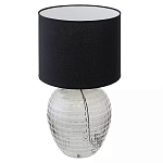 Настольная лампа с черным цилиндрическим тканевым абажуром и фактурным прозрачным основанием Black Cone варинант исполнения - 1 | Loft Concept в Казани