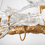 Люстра подвесная с прозрачными стеклянными птичками на ветвях Диаметр 80 см Serip Voa варинант исполнения - 9 | Loft Concept в Казани