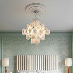 Люстра  с каскадом из круглых декоративных элементов  White Clear Glass Chandelier варинант исполнения - 5 | Loft Concept в Казани