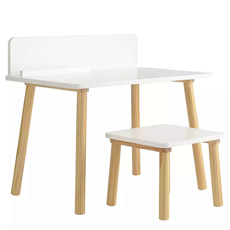 Набор детской мебели белый Childrens Table with Stool Белый Голубой в Казани | Loft Concept 