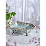 Блюдо прямоугольное из голубого фарфора с ручками и рисунком птиц и цветов Blue Garden варинант исполнения - 2 | Loft Concept в Казани