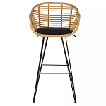 Стул барный с ротанговым плетением Half Bar Chair with Wicker с подлокотниками варинант исполнения - 1 | Loft Concept в Казани