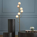 Торшер с 6-ю белыми стеклянными плафонами в форме шаров Gooseneck Pelle Chandelier варинант исполнения - 2 | Loft Concept в Казани