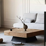 Дизайнерский журнальный стол квадратный с черным трапециевидным основанием Wokab варинант исполнения - 3 | Loft Concept в Казани