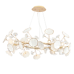 Люстра круглая с белыми лепестками из керамики и прозрачными хрустальными цветками Диаметр 82 см Wintery flovers варинант исполнения - 1 | Loft Concept в Казани