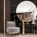 Настольная лампа с цилиндрическим абажуром из коричневой ткани и золотыми трубочками Brown Aura варинант исполнения - 4 | Loft Concept в Казани