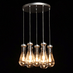 Люстра с 7-ю прозрачными плафонами из стекла в форме капли на круглом потолочном основании цвета хром Lucid Rain  варинант исполнения - 3 | Loft Concept в Казани