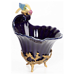 Чаша темно-синего цвета из фарфора с разноцветной птичкой Eden Garden porcelain and bronze варинант исполнения - 12 | Loft Concept в Казани