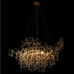 Подвесная люстра в виде ветвей деревьев золотого цвета с прозрачными подвесками-каплями 10 и 14 ламп Droplet Chandelier варинант исполнения - 4 | Loft Concept в Казани