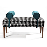 Банкетка Banquette PIED DE POULE с принтом гусиная лапка и синими подлокотниками  варинант исполнения - 1 | Loft Concept в Казани