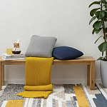 Плед из хлопка жемчужной вязки горчичного цвета Waffle Comfort варинант исполнения - 5 | Loft Concept в Казани