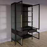 Витрина Primo со стеклянными фасадами и 2 ящиками Темный орех варинант исполнения - 6 | Loft Concept в Казани