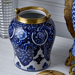 Ваза с насыщенным синим орнаментом и золотой крышкой Blue & White Ornament  варинант исполнения - 4 | Loft Concept в Казани