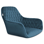 Стул с мягкой синей обивкой из велюра и подъемно-поворотным механизмом на черных колесиках Harper Blue варинант исполнения - 2 | Loft Concept в Казани