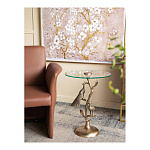 Столик с круглой стеклянной столешницей и корпусом в виде двух павлинов на ветке Table Two Peacocks варинант исполнения - 7 | Loft Concept в Казани