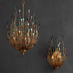 Бра настенное золотое с декором из бирюзовых элементов Peacock Tail варинант исполнения - 4 | Loft Concept в Казани