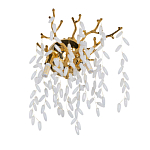 Бра золотого цвета с ветвями и белыми овальными стеклянными подвесками Droplet Chandelier варинант исполнения - 1 | Loft Concept в Казани