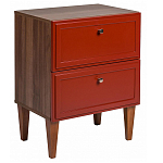 Тумба прикроватная красная из массива бука с 2-мя ящиками Wenge Light варинант исполнения - 1 | Loft Concept в Казани