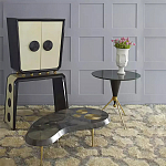 Дизайнерский журнальный столик с круглой столешницей на золотых ножках Risenbix варинант исполнения - 1 | Loft Concept в Казани