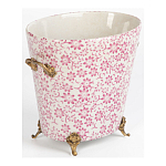 Кашпо из белого фарфора с розовым цветочным орнаментом Eden Garden варинант исполнения - 2 | Loft Concept в Казани