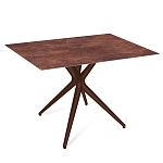 Стол обеденный с коричневой прямоугольной столешницей из керамики на четырех пластиковых ножках Brown Ceramics варинант исполнения - 1 | Loft Concept в Казани