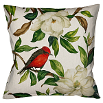 Декоративная подушка бежевая с изображением птиц и цветов Blooming Birds варинант исполнения - 1 | Loft Concept в Казани