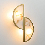 Бра с двумя полукруглыми плафонами из искусственного алебастра в бронзовой оправе Marbella варинант исполнения - 3 | Loft Concept в Казани