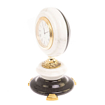 Часы настольные бронзовые из натуральных камней Мрамор и Змеевик Stone Clock варинант исполнения - 2 | Loft Concept в Казани