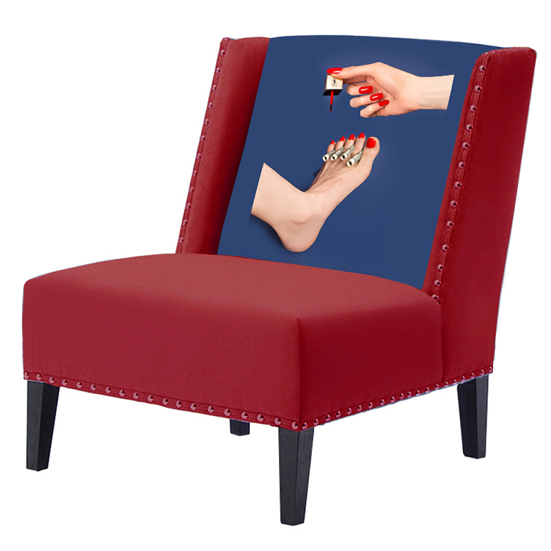 FUN Armchair "Pedicure" Red Дизайнерское кресло с цветным принтом Бургундский красный Сапфирово-синий в Казани | Loft Concept 