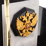 Настольный письменный набор из мрамора и змеевика с гербом России Marble Accessory варинант исполнения - 3 | Loft Concept в Казани