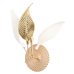 Бра с декоративными белыми и золотыми листьями на текстурном основании Wintery flovers варинант исполнения - 3 | Loft Concept в Казани